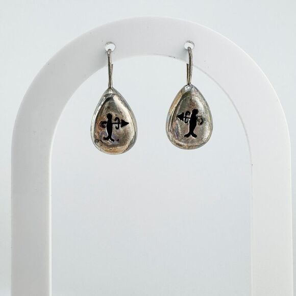 Vintage Sagittarius 925 Sterling Silver Drop Earrings Horoscope Personality - Picture 6 of 9